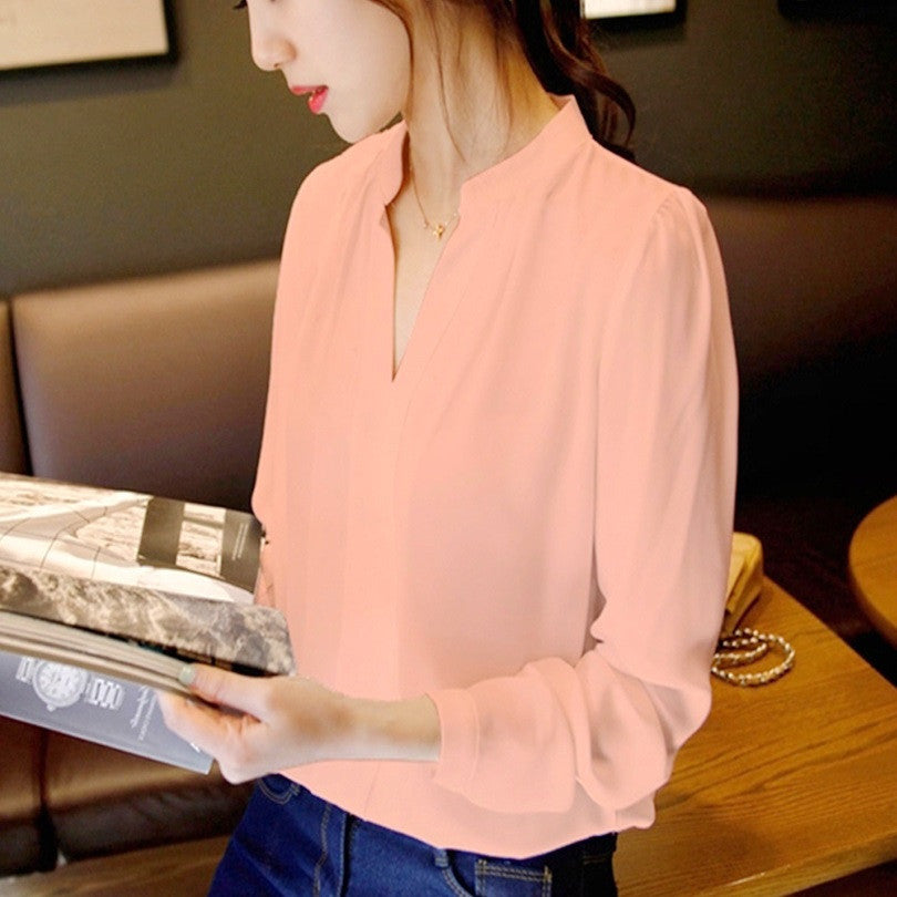 Fashion Women Tops Blouses Lady Long Sleeve V-Neck Chiffon Blouse Shirt Plus Size 5XL Ropa