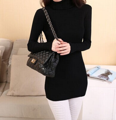 Online discount shop Australia - medium-long elastic sweater long-sleeve sweater female pullover turtleneck sweater