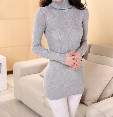 Online discount shop Australia - medium-long elastic sweater long-sleeve sweater female pullover turtleneck sweater