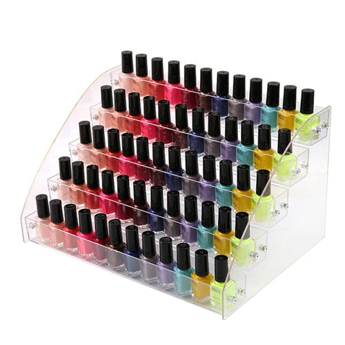 Acrylic Nail Polish Display Organizer 2-3-4-5-6-7 Layer Manicure Cosmetics Jewelry Display Stand Holder Clear Acrylic Makeup Box