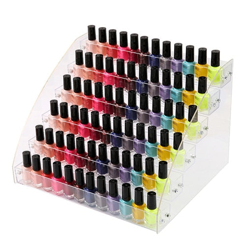 Acrylic Nail Polish Display Organizer 2-3-4-5-6-7 Layer Manicure Cosmetics Jewelry Display Stand Holder Clear Acrylic Makeup Box