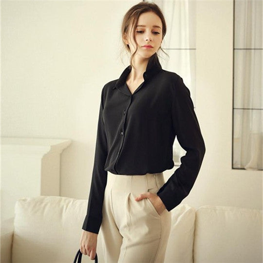 Online discount shop Australia - Long-sleeve Shirt Female Chiffon Women's Slim Women Blouses Direct  Button Solid Clothing