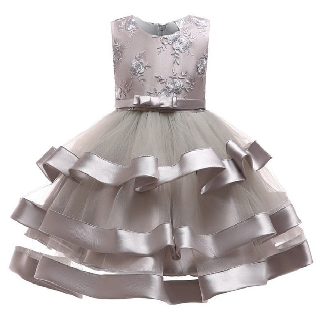 Kids Elegant Pearl Cake Princess Dress Girls Dresses For Wedding Evening Party Embroidery Flower Girl Dress Girl Clothes