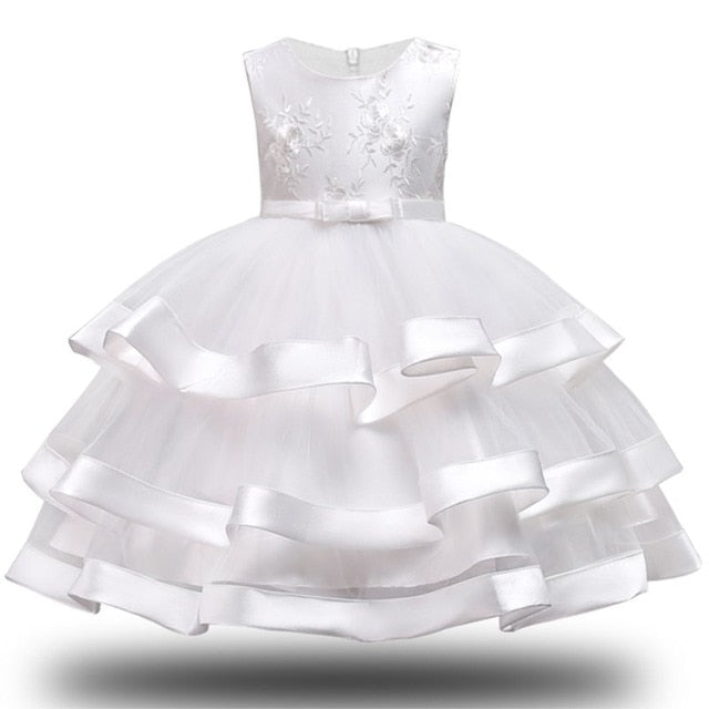 Kids Elegant Pearl Cake Princess Dress Girls Dresses For Wedding Evening Party Embroidery Flower Girl Dress Girl Clothes