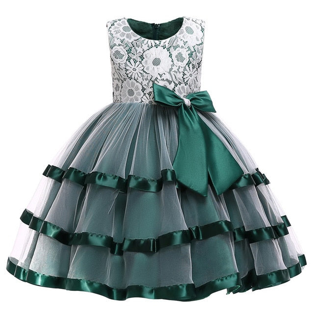 Kids Elegant Pearl Cake Princess Dress Girls Dresses For Wedding Evening Party Embroidery Flower Girl Dress Girl Clothes