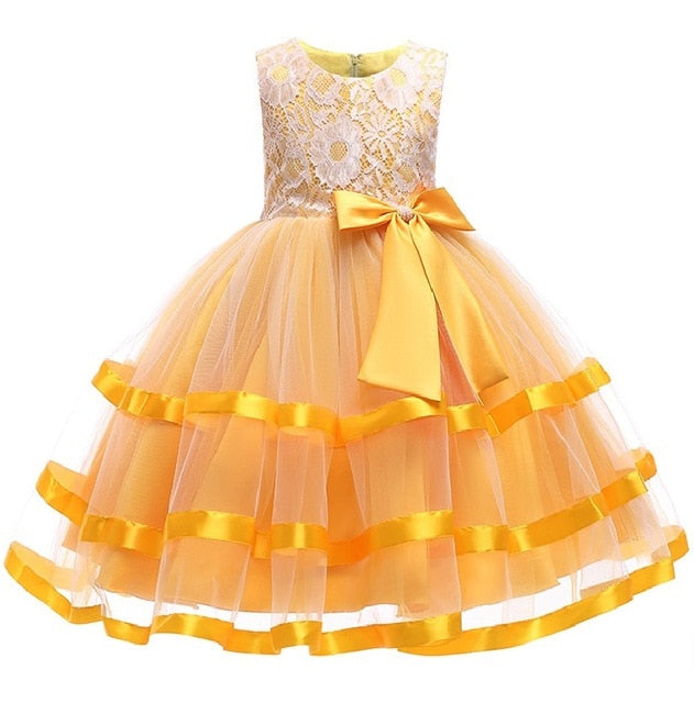 Kids Elegant Pearl Cake Princess Dress Girls Dresses For Wedding Evening Party Embroidery Flower Girl Dress Girl Clothes