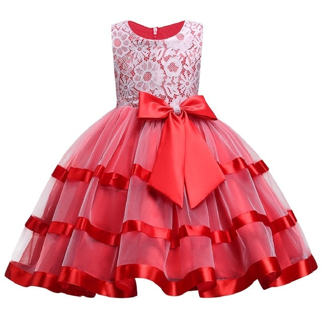 Kids Elegant Pearl Cake Princess Dress Girls Dresses For Wedding Evening Party Embroidery Flower Girl Dress Girl Clothes