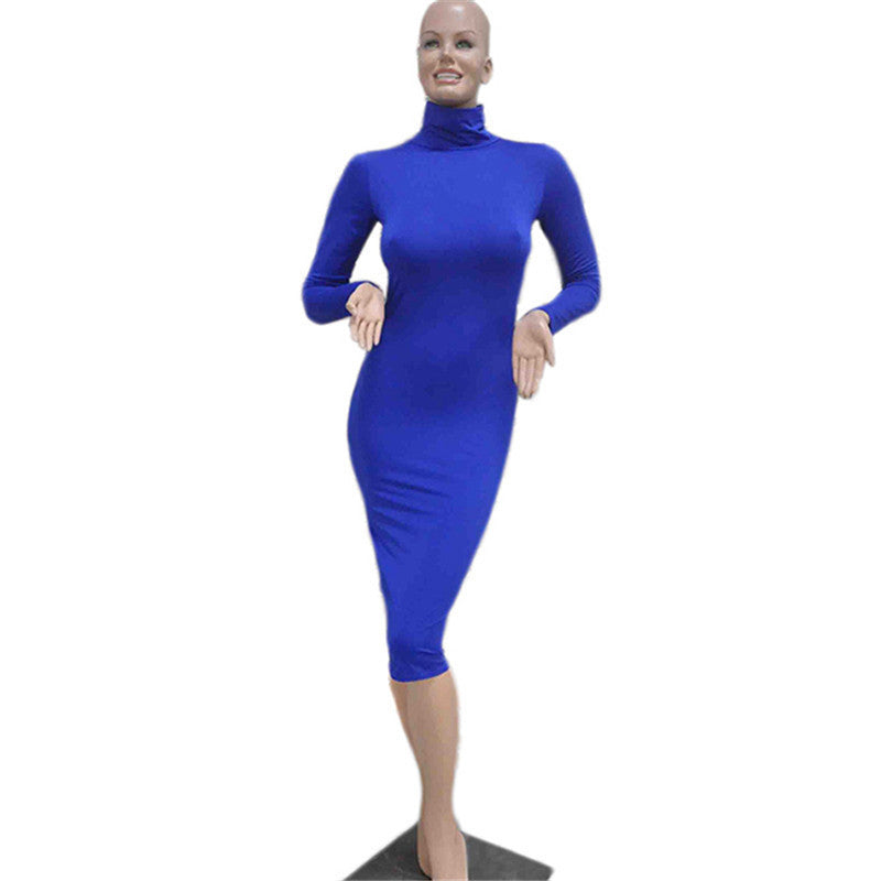 Online discount shop Australia - 8 Colors Women's Sexy Slim Fashion Europe Style High Neck Clubwear Night Wear Bodycon Dresses
