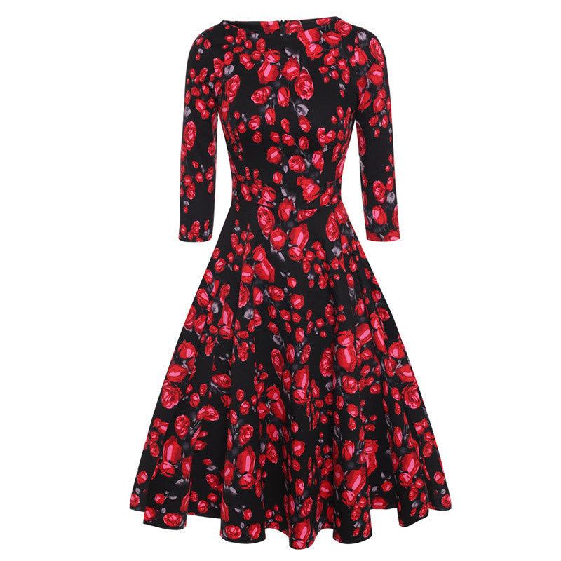 ACEVOG Brand 1950s Dress Autumn Spring 3/4 Sleeve Women Fashion Elegan