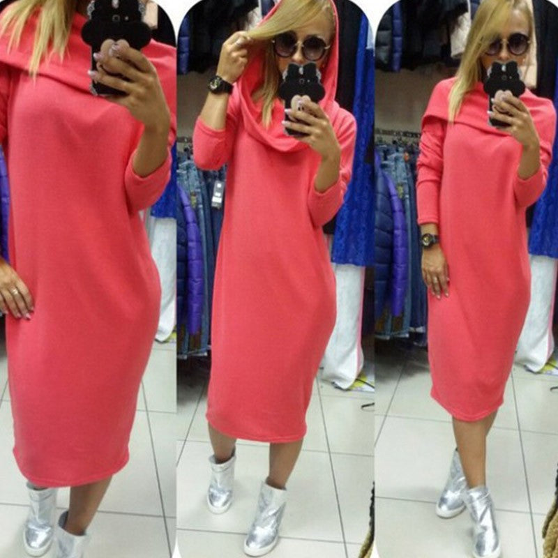 Online discount shop Australia - Long Sleeve Dress Sportswear Loose Long Hoodie Dress Fashion Casual Dresses Winter Plus Size Women Clothing Vestidos XXL