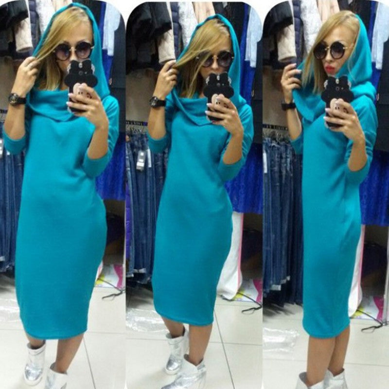 Online discount shop Australia - Long Sleeve Dress Sportswear Loose Long Hoodie Dress Fashion Casual Dresses Winter Plus Size Women Clothing Vestidos XXL