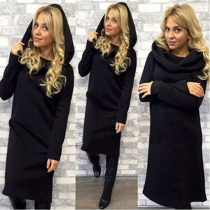Online discount shop Australia - Long Sleeve Dress Sportswear Loose Long Hoodie Dress Fashion Casual Dresses Winter Plus Size Women Clothing Vestidos XXL