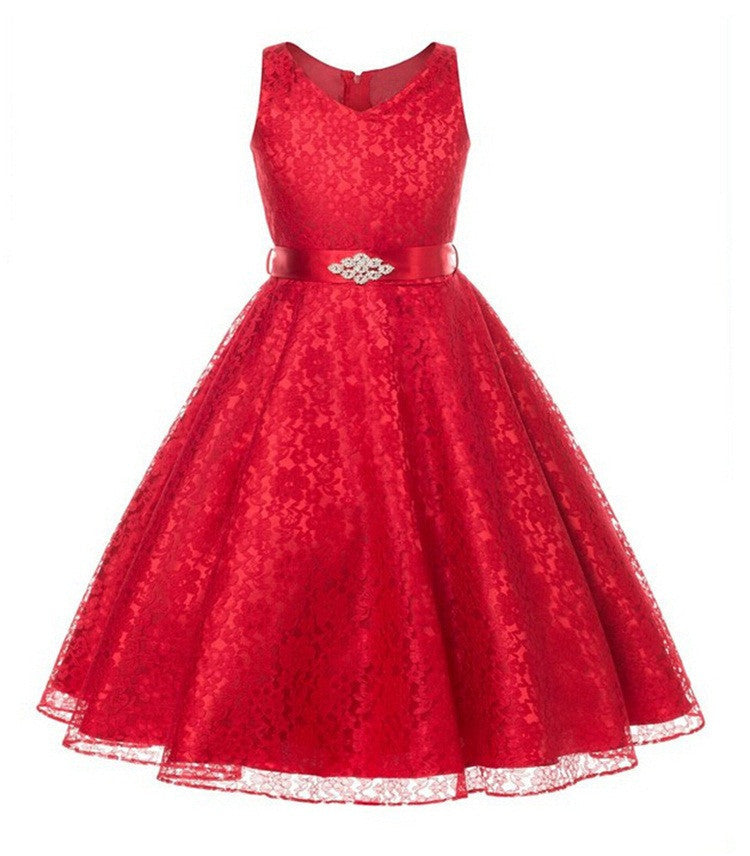 Online discount shop Australia - girl dress ceremony sleeveless V-neck princess dress teenagers girls school prom gowns dresses kids formal clothes