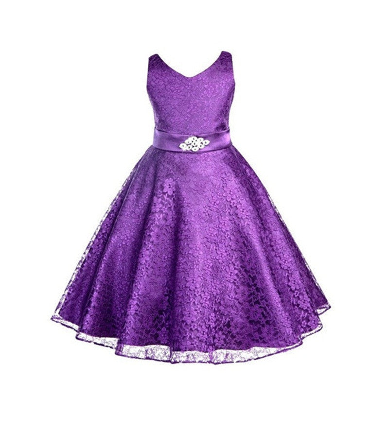 Online discount shop Australia - girl dress ceremony sleeveless V-neck princess dress teenagers girls school prom gowns dresses kids formal clothes