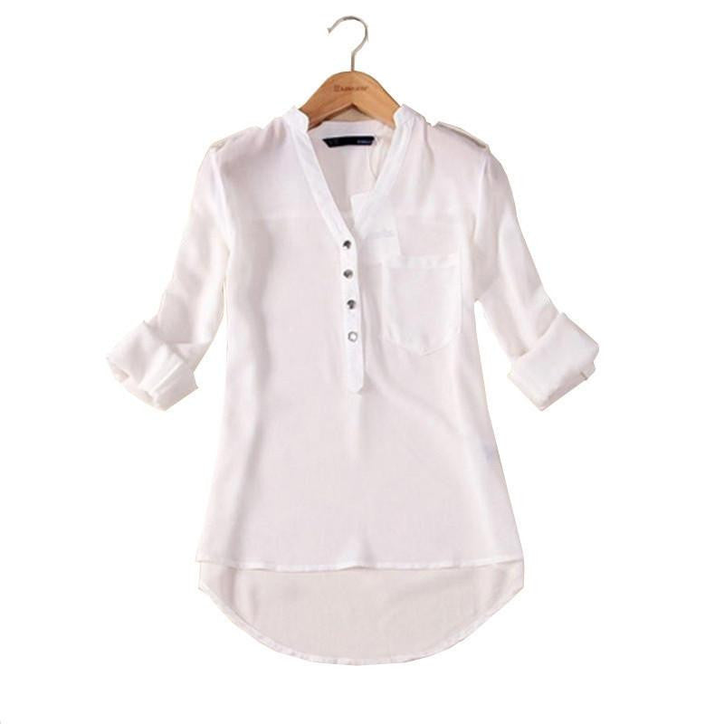 Women Chiffon Blouse Shirts Womens Tops Fashion Style Clothing Short Sleeve Plus Size S-3XL