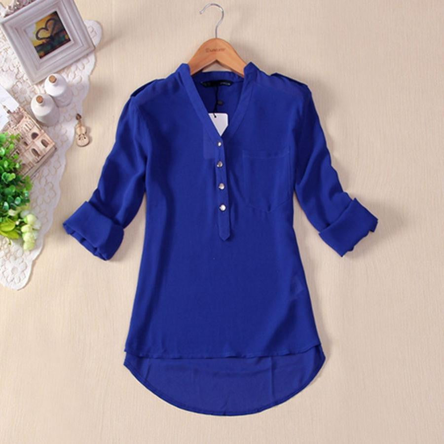 Women Chiffon Blouse Shirts Womens Tops Fashion Style Clothing Short Sleeve Plus Size S-3XL