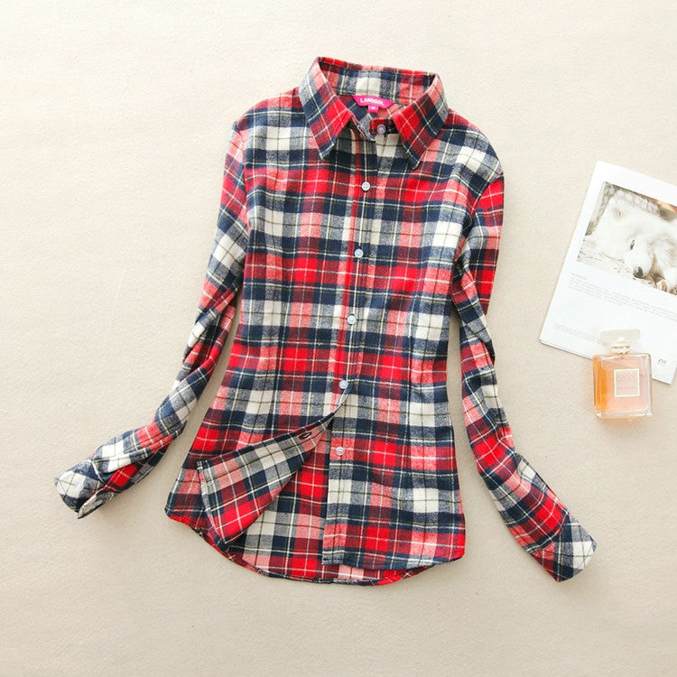 Online discount shop Australia - Fashion Women Flannel Plaid Shirt Plus Size Blouses Female Long Sleeve shirt Ladies Tops 20 Colors
