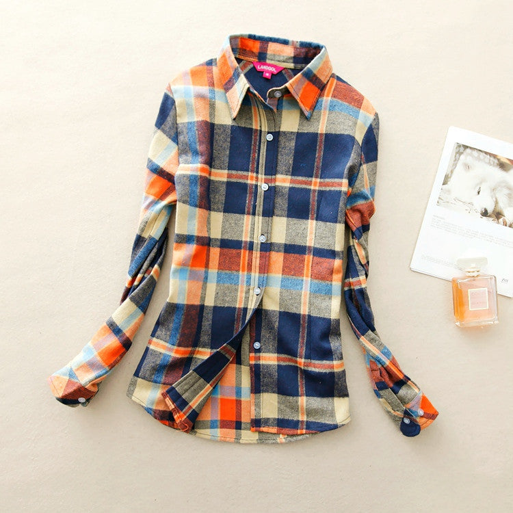 Online discount shop Australia - Fashion Women Flannel Plaid Shirt Plus Size Blouses Female Long Sleeve shirt Ladies Tops 20 Colors