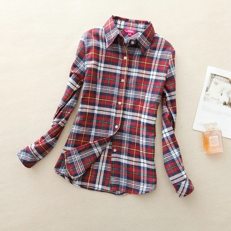Online discount shop Australia - Fashion Women Flannel Plaid Shirt Plus Size Blouses Female Long Sleeve shirt Ladies Tops 20 Colors