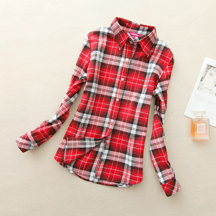 Online discount shop Australia - Fashion Women Flannel Plaid Shirt Plus Size Blouses Female Long Sleeve shirt Ladies Tops 20 Colors
