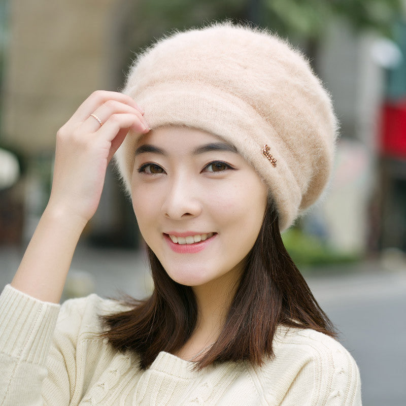 Online discount shop Australia - Hats for women beanie mom's cap solid beret Rabbit hair