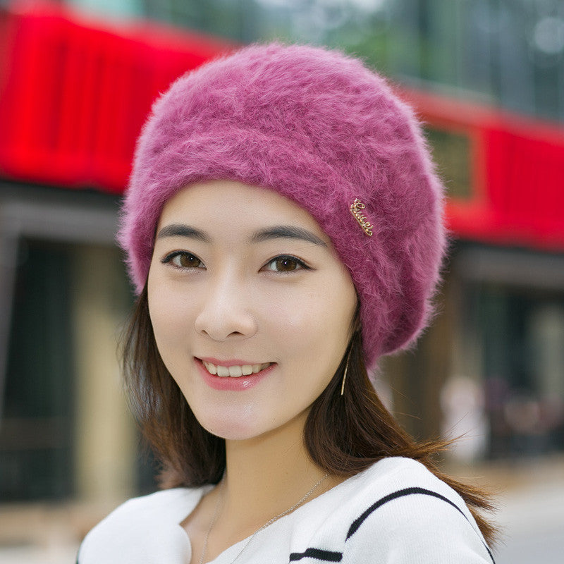 Online discount shop Australia - Hats for women beanie mom's cap solid beret Rabbit hair