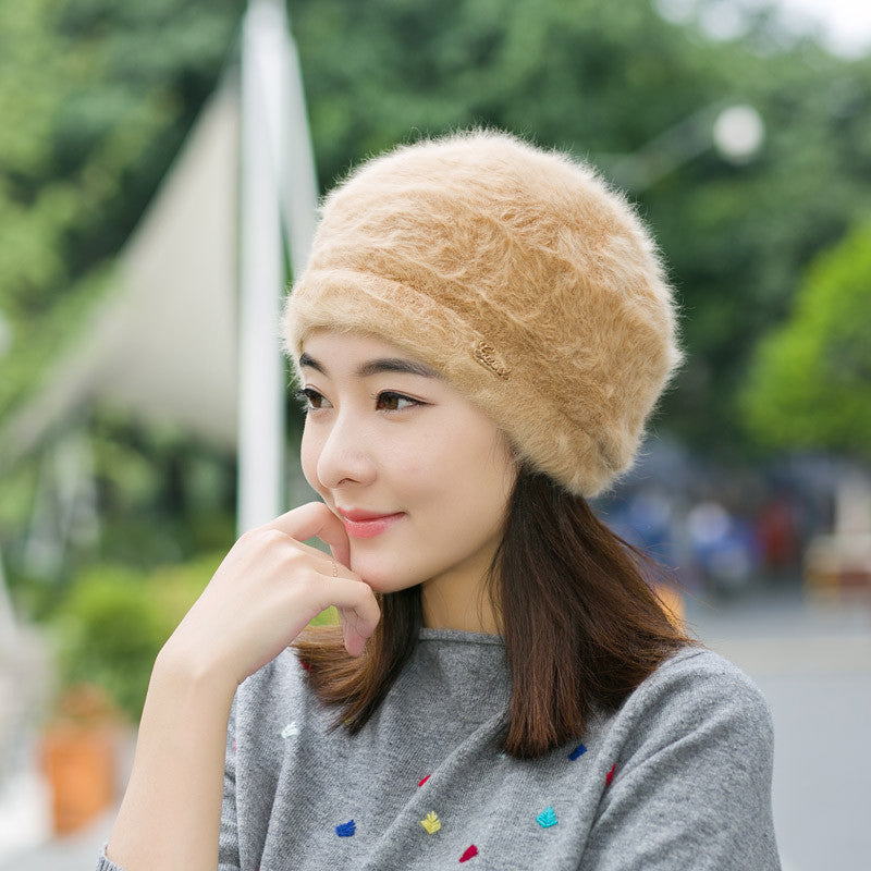 Online discount shop Australia - Hats for women beanie mom's cap solid beret Rabbit hair
