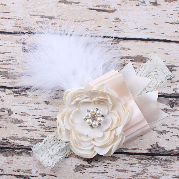 born Feathers Headband Baby Girl Headband Flower Hair Bow Toddler Kids Hair Accessories Photography Prop