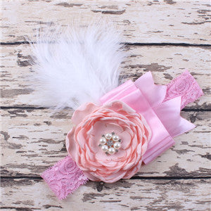 born Feathers Headband Baby Girl Headband Flower Hair Bow Toddler Kids Hair Accessories Photography Prop