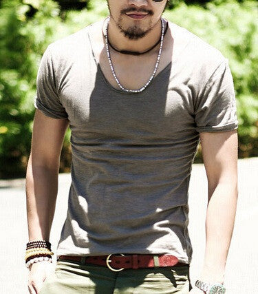 Online discount shop Australia - Men's Exclusive Pretty Tops V Neck Shorts Sleeve T Shirts Stunning Cut Off Border New Style #Q001