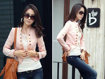 Online discount shop Australia - GZDL Women Double Breasted Jacket Long Sleeve Button Slim Fitted Cropped Top Casual Cardigan Coat Outerwear CL1076