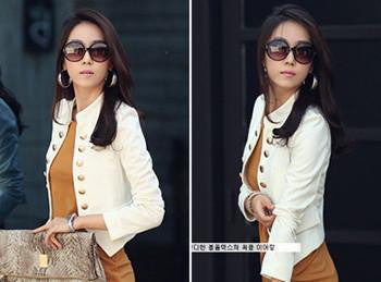 Online discount shop Australia - GZDL Women Double Breasted Jacket Long Sleeve Button Slim Fitted Cropped Top Casual Cardigan Coat Outerwear CL1076