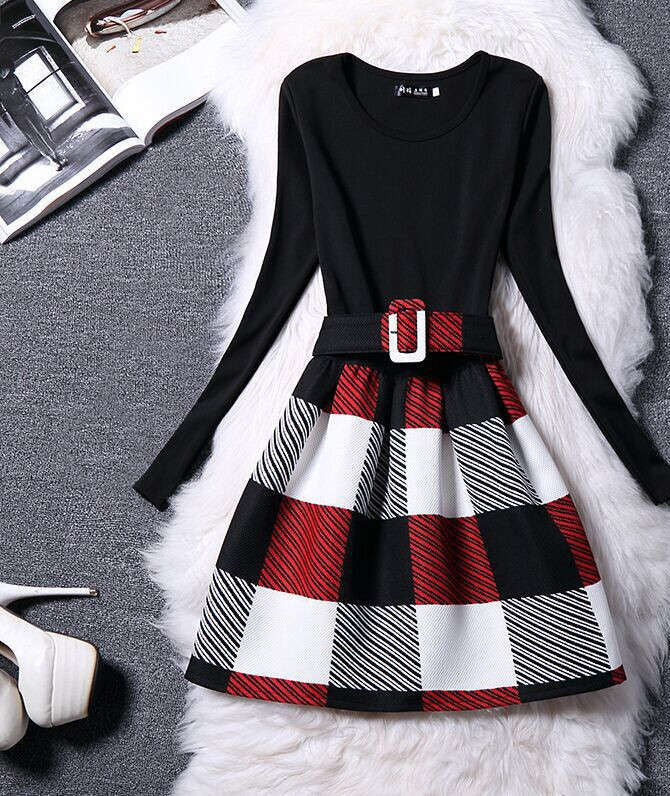 Print Dress Women Brand Long Sleeve Ladies Casual Dresses Woman