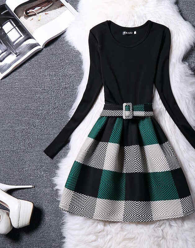 Print Dress Women Brand Long Sleeve Ladies Casual Dresses Woman