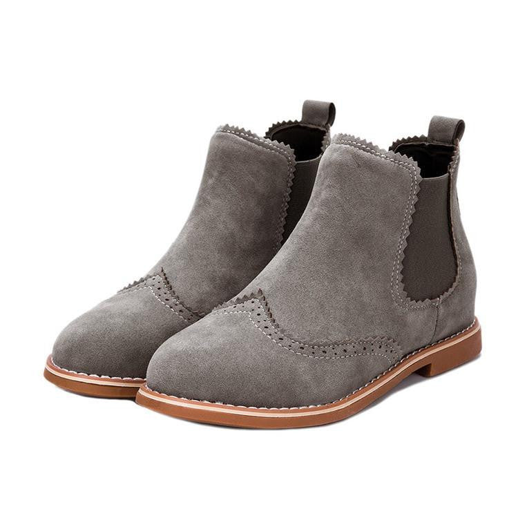 Suede Leather Ankle Boots Flat Heels 9 Candy Colors Oxford Shoes Woman Casual
