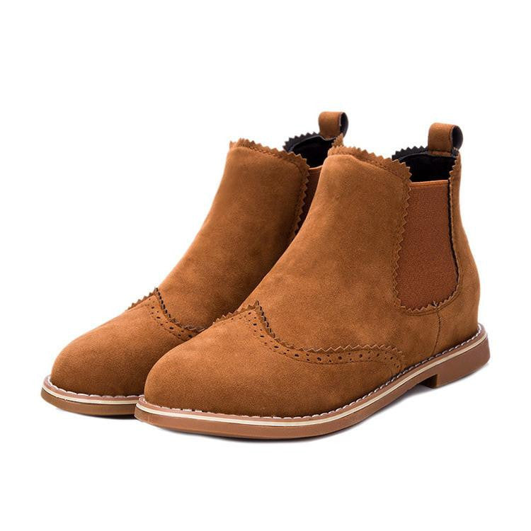 Suede Leather Ankle Boots Flat Heels 9 Candy Colors Oxford Shoes Woman Casual