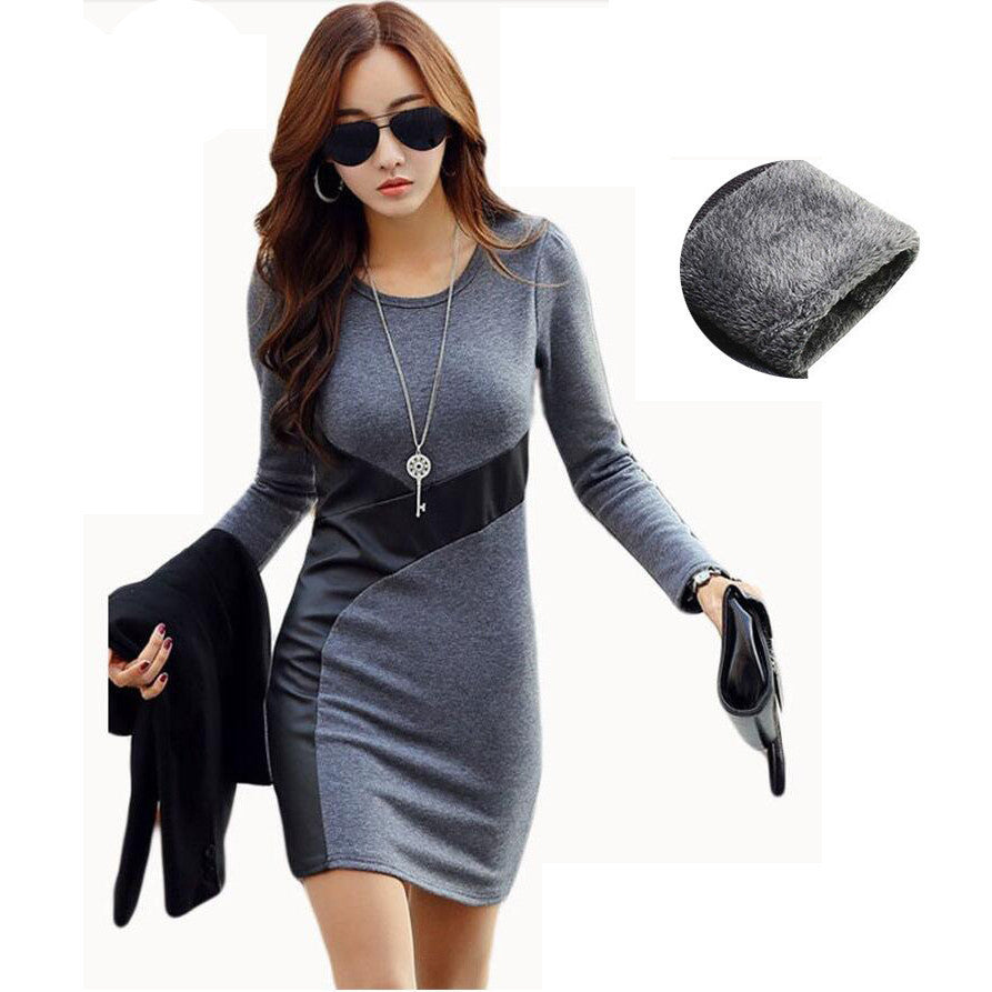 Online discount shop Australia - GZDL XS-XXL Women Autumn Winter Dresses Long Sleeve PU Leather Bodycon Pencil Party Cocktail Mini Dress Vestido De Festa CL2116