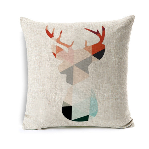 Online discount shop Australia - Deer Animal Cushion Geometric Cotton Linen Pillow Cotton Linen