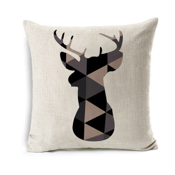 Online discount shop Australia - Deer Animal Cushion Geometric Cotton Linen Pillow Cotton Linen