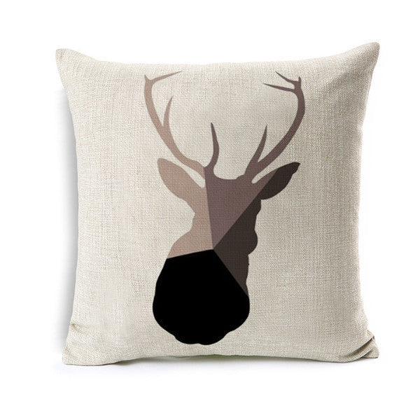 Online discount shop Australia - Deer Animal Cushion Geometric Cotton Linen Pillow Cotton Linen