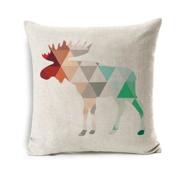 Online discount shop Australia - Deer Animal Cushion Geometric Cotton Linen Pillow Cotton Linen