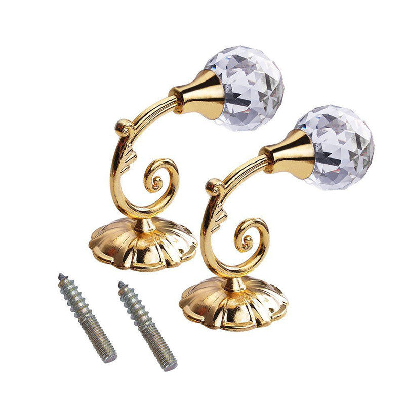 Online discount shop Australia - New 2pcs Large Metal Crystal Ball Curtain Hooks Tassel Wall Tie Back Hanger Holder Curtain Hanging Tools