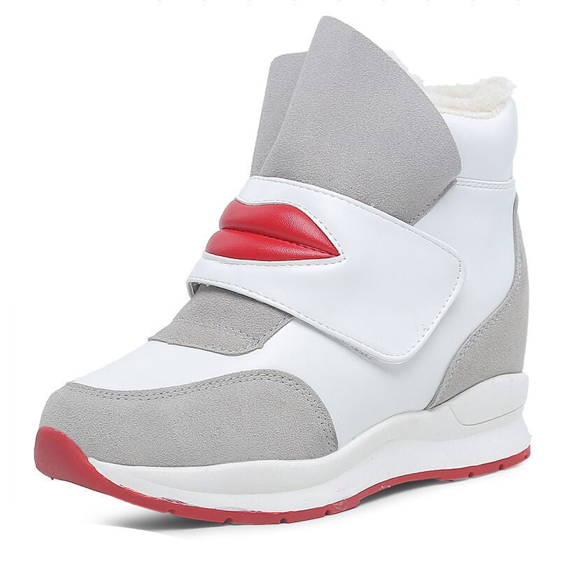 Online discount shop Australia - New ankle boots heels shoes women casual shoes height increased high top shoes mixed color boots