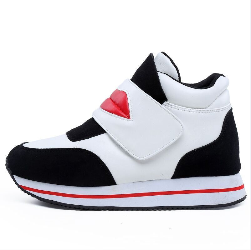 Online discount shop Australia - New ankle boots heels shoes women casual shoes height increased high top shoes mixed color boots