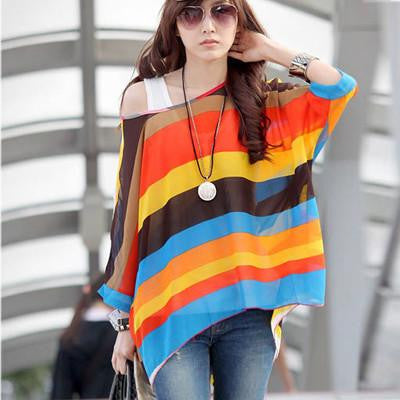 Women Dresses Fashion Batwing Sleeve Summer Dress Womens Chiffon Dresses Long Tops