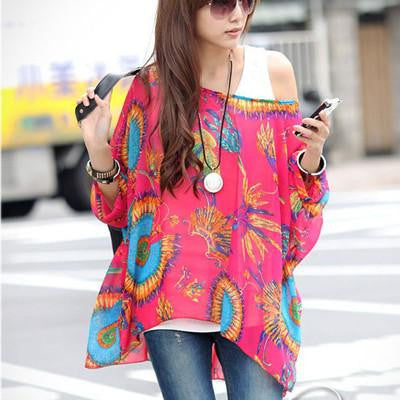 Women Dresses Fashion Batwing Sleeve Summer Dress Womens Chiffon Dresses Long Tops