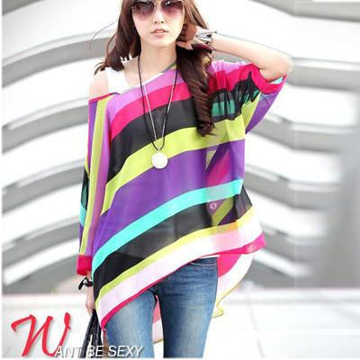 Women Dresses Fashion Batwing Sleeve Summer Dress Womens Chiffon Dresses Long Tops