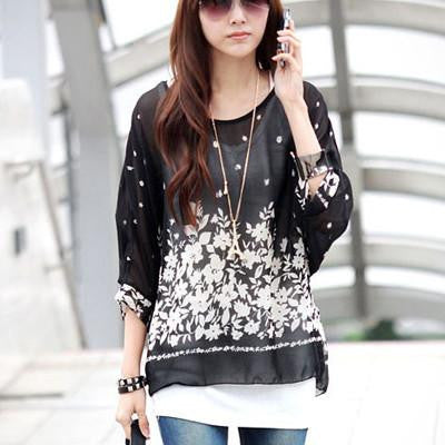 Women Dresses Fashion Batwing Sleeve Summer Dress Womens Chiffon Dresses Long Tops