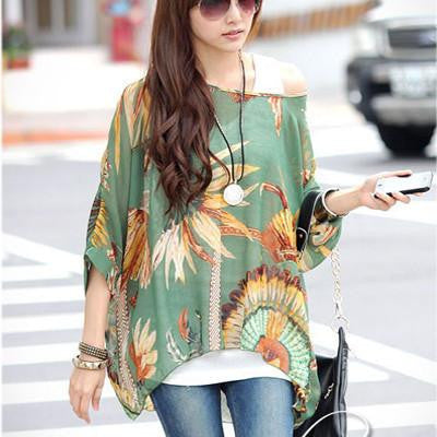 Women Dresses Fashion Batwing Sleeve Summer Dress Womens Chiffon Dresses Long Tops