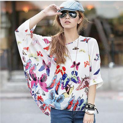 Women Dresses Fashion Batwing Sleeve Summer Dress Womens Chiffon Dresses Long Tops